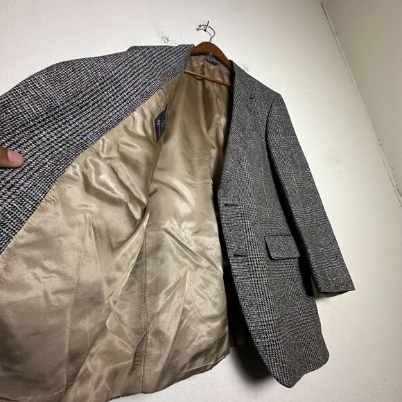 VTG Bill Blass Sport Coat Jacket Casual Men 40R Glen Check Pattern Wool 90s Prep - Picture 3 of 15